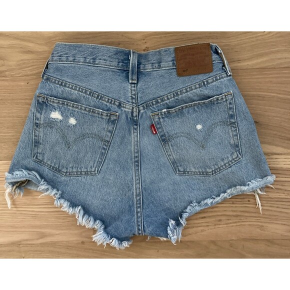 Levi's 501 Button Fly Cut Off Shorts Women's 27 Extreme Distress Bodycon Trashed - Picture 5 of 16